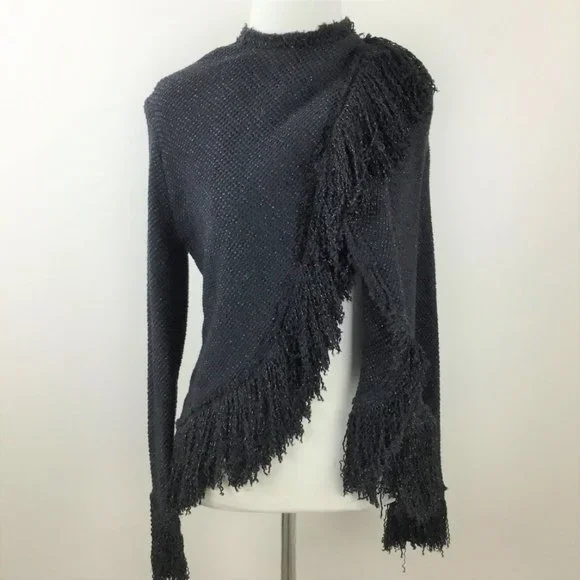 NWT Zara Studio Black Metallic Fringe Cardigan s - Picture 9 of 9